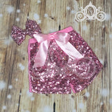 ONE Peeps Easter Bunny Birthday, Bodysuit Ruffle Raglan Tee w Light Pink Sequin Shorts, Girls First Birthday Set