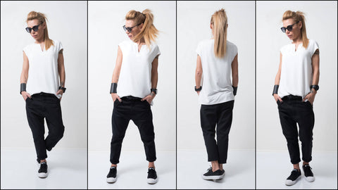 Loose Casual pants /Black Drop Crotch pants /Harem Pants/Extravagant Cotton Black Pants/Maxi pants /Wide leg pants