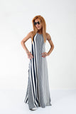 Woman Long dress/Long striped dress/Maxi dress/Open back dress /Summer dress/Sleeveless dress