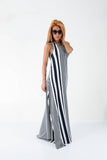 Woman Long dress/Long striped dress/Maxi dress/Open back dress /Summer dress/Sleeveless dress