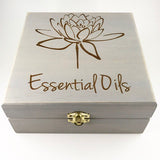 Essential Oils w/ Lotus!! Essential Oil Storage Box 25 slot 15mls - fits dōTERRA Young Living and others - choose stain and laser engraving!