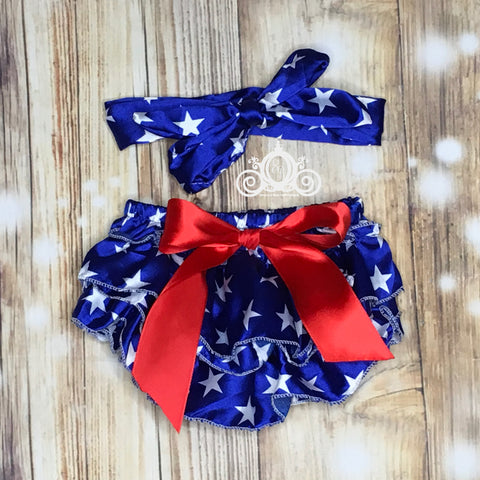 Labor Day Star Spangled Baby Bloomer, Fourth of July, 4th of July, Stars and Stripes, Baby Girl Ruffle Diaper Cover