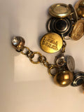 Vintage Metal Button Bracelet, Antique Metal Buttons, Locomotive Train Button, Mixed Metal, Gold & Silver 8" Bracelet, 2" Extender, MMB327