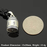 Men's Women Adjustable Necklace 925 Sterling Silver Buddhism Protection Prayer Pendant with Wax Rope DiyNotion Nk184