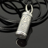 Men's Women Adjustable Necklace 925 Sterling Silver Buddha Protection Prayer Pendant with Wax Rope DiyNotion NK185