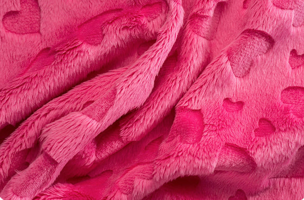 Cuddle Embossed Heart Fuchsia - 58"/60" Width - Minky Yardage by Shannon Fabrics