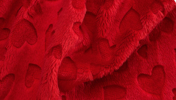 Cuddle Embossed Heart - Scarlet - 58"/60" Width - Minky Yardage by Shannon Fabrics
