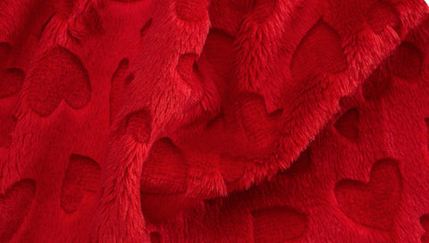 Cuddle Embossed Heart - Scarlet - 58"/60" Width - Minky Yardage by Shannon Fabrics