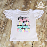 Play with Fairies Ride a Unicorn Girls Tank Ruffle Raglan Bubble T Shirt