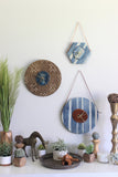 8" Textile Mudcloth Blue Agate Wall Clock