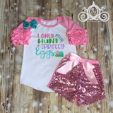 I Only Hunt Pretty Eggs Easter Custom Ruffle Raglan Personalized Shirt Girl Baby Toddler Shirt