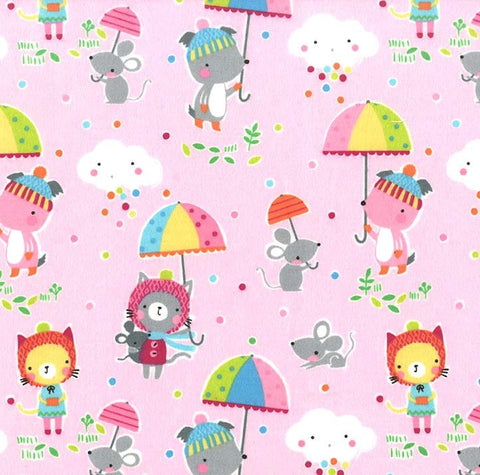 SALE Flannel Puddle Play by Michael Miller 100% Cotton Flannel CF7353-CUPI-D