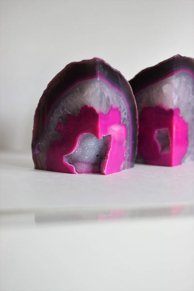 Pink Agate Bookends