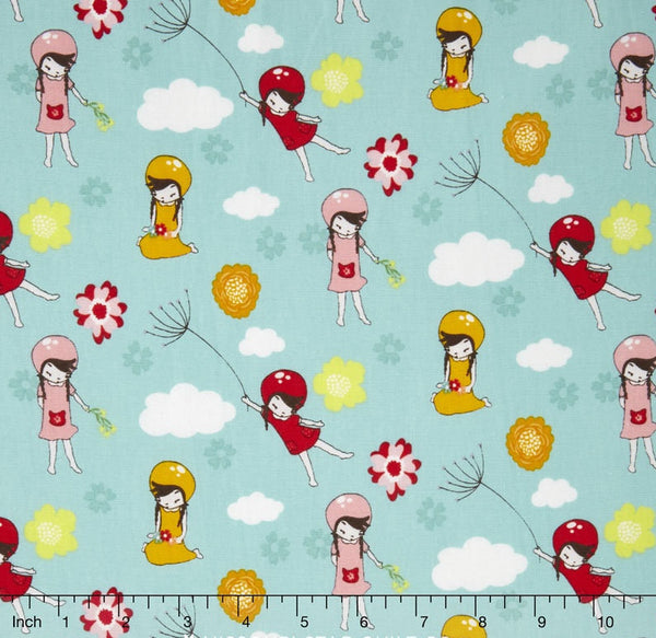 Super Deal Wistful Girl Blue from the collection "Wistful Winds" by Doohikey Designs by Riley Blake