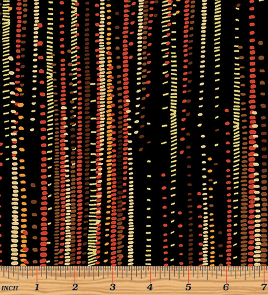 SALE New Collection - Corn Rows Black/Orange from the collection "Sun Valley" By Kanvas Studio for Benartex