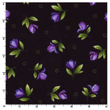 SALE Catalina Ultra Violet - Single Blossoms Black/Purple Yardage by Marti Michell for Maywood Studio/MAS8405-J2