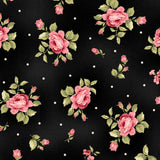 SALE Flannel Welcome Home Rose - Floral Dots Black Flannel Yardage by Jennifer Bosworth for Maywood Studio - MASF8362-J