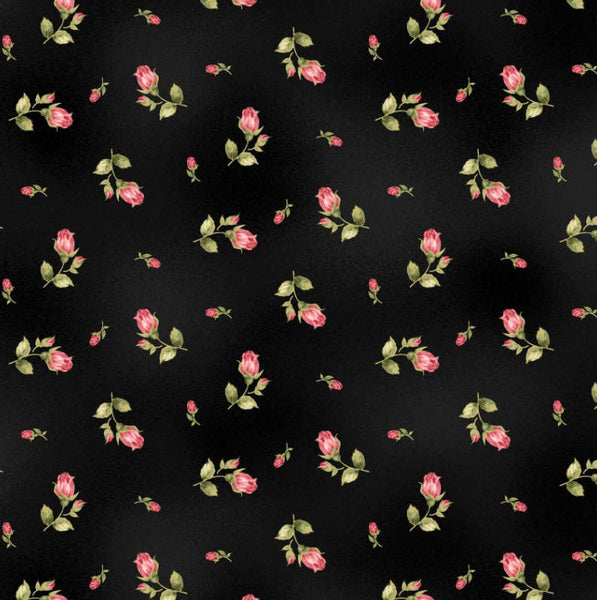 SALE Flannel Welcome Home Rose - Ditsy Black Flannel Yardage by Jennifer Bosworth for Maywood Studio - MASF8363-J