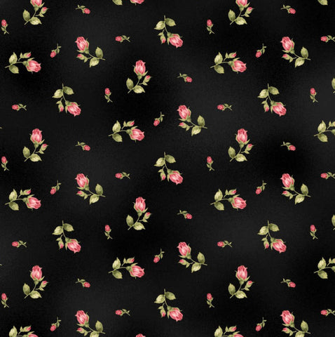 SALE Flannel Welcome Home Rose - Ditsy Black Flannel Yardage by Jennifer Bosworth for Maywood Studio - MASF8363-J