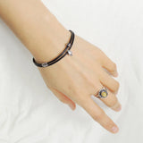 Men's Women Adjustable Braided Bracelet 925 Sterling Silver Skull Bead Cross Spacer DiyNotion Handmade BR1105