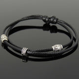 Men's Women Adjustable Braided Bracelet 925 Sterling Silver Cross Beads & Spacer DiyNotion Handmade BR1106