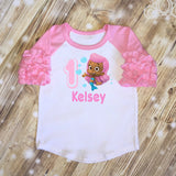 Bubble Guppies Molly Birthday Shirt | Ruffle Raglan Personalized w Name & Number