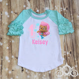 Bubble Guppies Molly Birthday Shirt | Ruffle Raglan Personalized w Name & Number