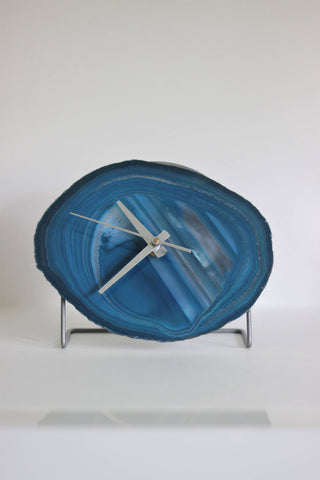 7" Teal Agate Desk Clock