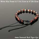 Men's Women Red Tiger Eye Adjustable Braided Bracelet 925 Sterling Silver Nugget Beads from Thailand DiyNotion BR1108