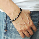 Men's Women Bright Black Onyx Adjustable Braided Bracelet 925 Sterling Silver Nugget Beads from Thailand DiyNotion BR1109