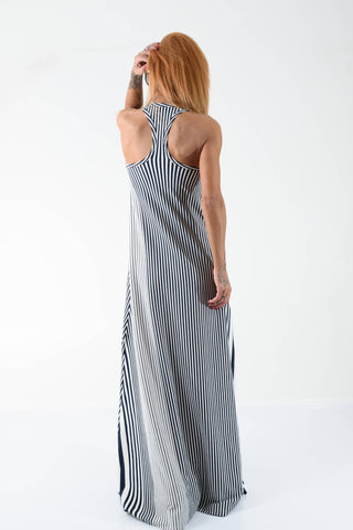 Woman Long dress/Long striped dress/Maxi dress/Open back dress /Summer dress/Sleeveless dress