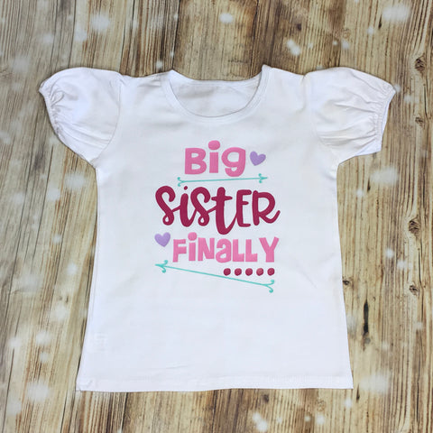 Big Sister Finally Birth Announcement Set Personalized Shirt Girl Baby Shower Gift Toddler Shirt