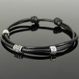 Men's Women Adjustable Braided Bracelet 925 Sterling Silver Barrel Bead OM Spacers DiyNotion Handmade BR1114