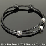 Men's Women Adjustable Braided Bracelet 925 Sterling Silver Barrel Bead OM Spacers DiyNotion Handmade BR1114