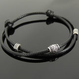 Men's Women Adjustable Braided Bracelet 925 Sterling Silver Cross Beads & Spacer DiyNotion Handmade BR1115