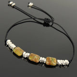 Men's Women Snake Skin Stone Adjustable Braided Bracelet 925 Sterling Silver Nugget Beads from Thailand DiyNotion BR1120