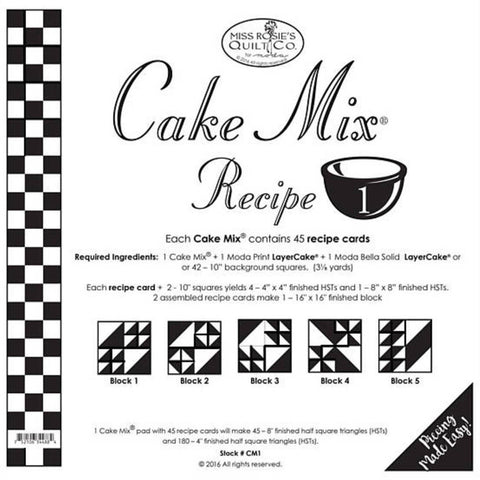 Cake Mix Recipe 1 by Miss Rosie's Quilt Co. for Moda Fabrics - Each Recipe Pad contains 44 Recipe Cards