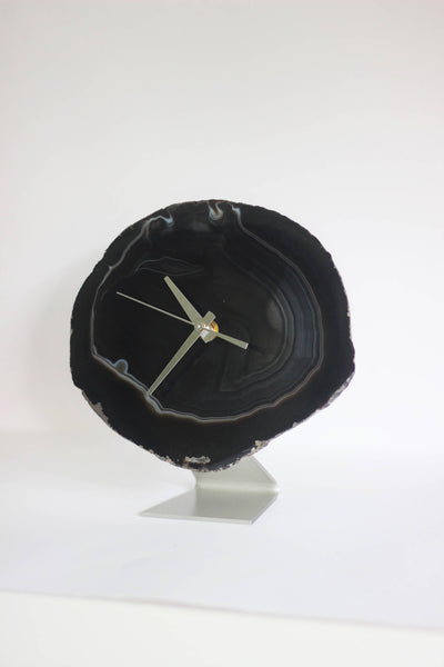 8" Black Agate Desk Clock