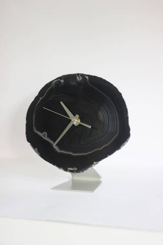 8" Black Agate Desk Clock