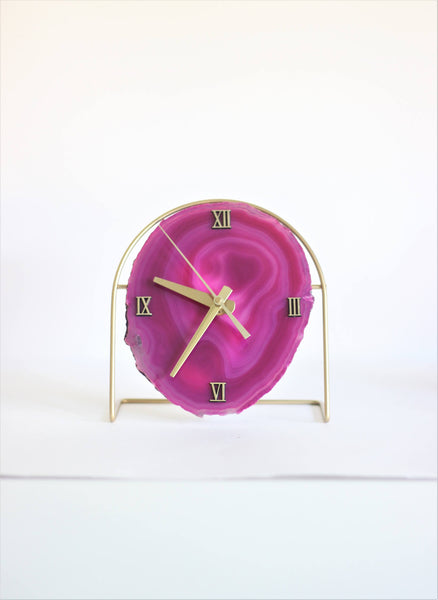 Pink Agate Desk Clock