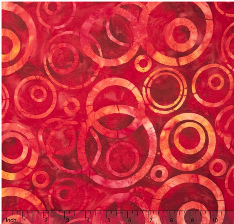 SALE Gemstone Batiks - Circles Scarlet Yardage by Henry Glass for Henry Glass