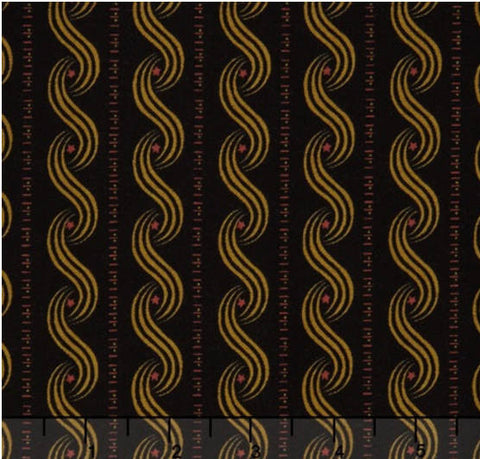 SALE Katie's Cupboard - Swirl Stripe Black Yardage by Kim Diehl for Henry Glass