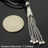 Men's Women Adjustable Necklace 925 Sterling Silver Charm Pendant Barrel Bead with Wax Rope DiyNotion NK188