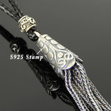 Men's Women Adjustable Necklace 925 Sterling Silver Charm Pendant Barrel Bead with Wax Rope DiyNotion NK188