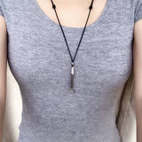 Men's Women Adjustable Necklace 925 Sterling Silver Charm Pendant Barrel Bead with Wax Rope DiyNotion NK188