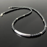 Men's Women 4mm Hematite Necklace 925 Sterling Silver Clasp Charm Nugget Beads DiyNotion Handmade NK189