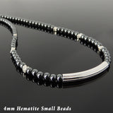 Men's Women 4mm Hematite Necklace 925 Sterling Silver Clasp Charm Nugget Beads DiyNotion Handmade NK189