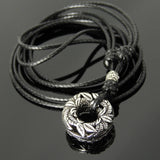 Men's Women Adjustable Necklace 925 Sterling Silver Round Charm Barrel Bead with Wax Rope DiyNotion NK190