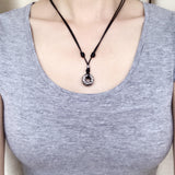 Men's Women Adjustable Necklace 925 Sterling Silver Round Charm Barrel Bead with Wax Rope DiyNotion NK190