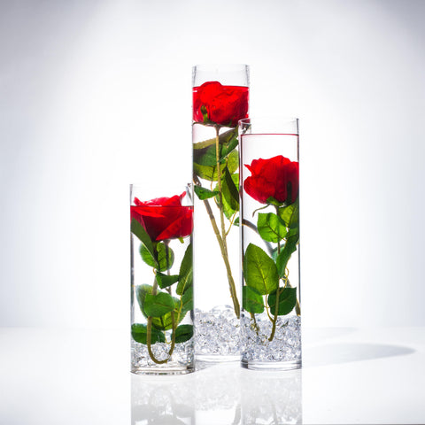 Submersible Red Rose  Floral Wedding Centerpiece with Floating Candles and Acrylic Crystals Kit